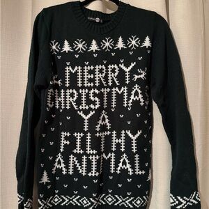 Boohoo Green Christmas Sweater for Men - Home Alone Quote